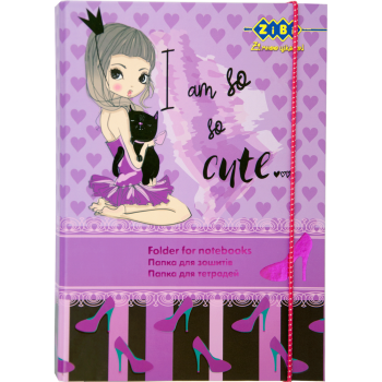 Папка для зошитів Art Effect CUTE GIRL, картонна, з фіксацією на гумці B5+ (175х240х25мм), ZiBi KIDS Line ZB17.14953