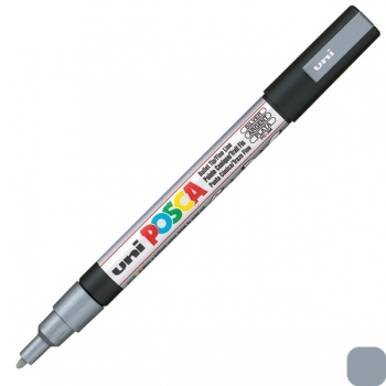 Художній маркер-фарба POSCA 0,9 -1,3 мм, конусний письмовий вузол, срібний, uni PC-3M.Silver