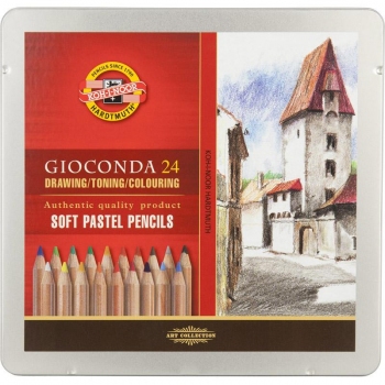 Художній комплект (олівець-пастель 24 кольорів) в металевій упаковці, Koh-i-noor Gioconda 8828024001pl