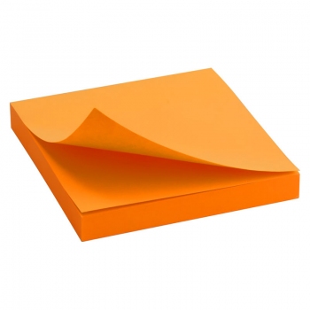 Блок паперу з клейким шаром 75x75 мм, 100 арк. Delta by Axent  D3414-15 яскраво-помаранчевий