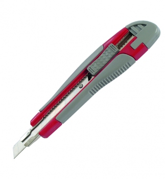 Нож канцелярский с резиновыми вставками, металлическими направляющими, лезвие 9 мм. AXENT 6701-A