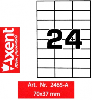 Етикетки самоклеючі 24 шт. на аркуші, 70 х 37 мм (100 аркушів) Axent 2465-А