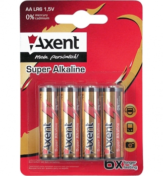 Елементи живлення, батарея AXENT Alkaline LR6 4xBL (15A-U2) 5556-А