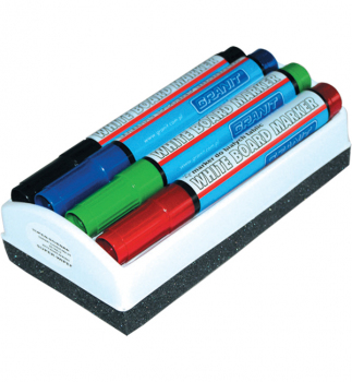 Комплект маркерів для дошок 4 кольори та  губки, конусний 2-3 мм. GRANIT gr.M460/04/Wiper