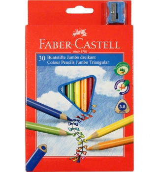 Олівці кольорові Jumbo EcoPencils 30 кольорів картонна упаковка, Faber-Castell 116530