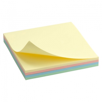 Блок паперу з клейким шаром 75x75 мм, 100 арк., 4 пастельних кольори  Delta by Axent D3325-01