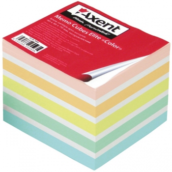 Блок кольорового паперу для нотаток Elite Color 9 х 9 х 7 см, не клеєний Axent 8028-А