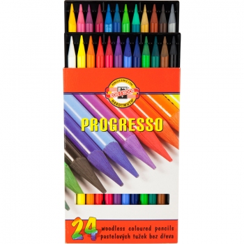 Олівці кольорові Progresso бездревесні 24 кольори в  упаковці, Koh-i-noor 875802