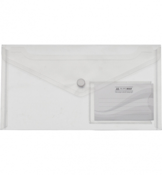 Папка-конверт пластикова на кнопці Travel, DL (240 x 130 мм) Buromax BM.3938-00 прозорий