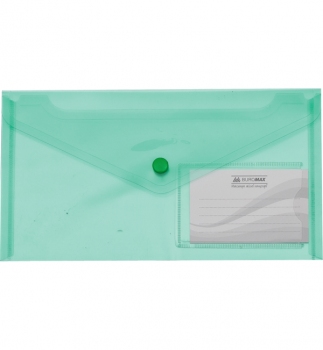 Папка-конверт пластикова на кнопці Travel, DL (240 x 130 мм) Buromax BM.3938-04 зелений