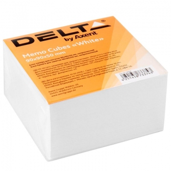 Блок паперу для нотаток 90х90х50 мм, Delta by Axent D8008 клеєний білий
