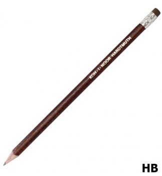 Олівець графітний твердом`який HB, тригранний корпус з ластиком, Koh-i-noor 1803