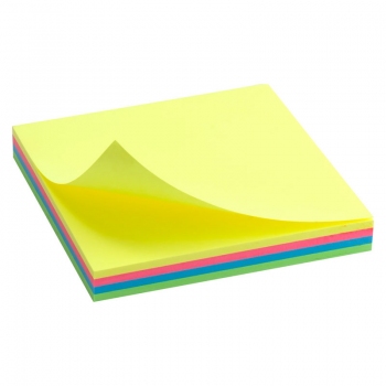 Блок паперу з клейким шаром 75x75 мм, 100 арк. 4 неонових кольори Delta by Axent D3325-02