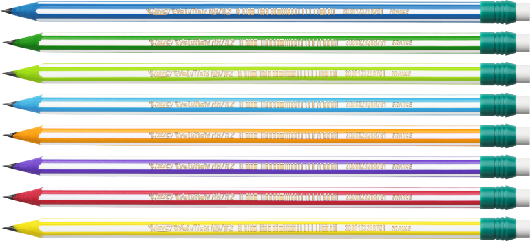 Олівець графітний твердом`який НВ з ластиком, пластиковий корпус BIC Evolution strips 8960342