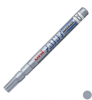 Маркер перманентний технічний 0,8 - 1,2 мм, конусний письмовий вузол, срібло, uni Paint marker PX-21
