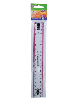 Лінійка пластикова 20 см ZIBI прозора з рожевою полосою ZB.5610-10