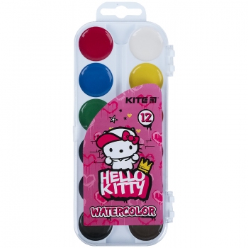 Фарби акварельні  12 кольорів в пластиковій упаковці Hello Kitty Kite hk21-061