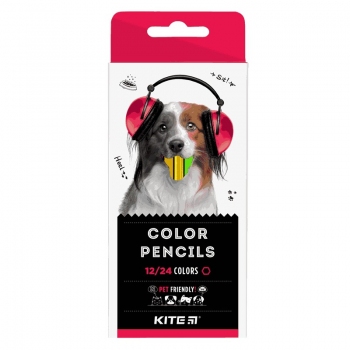 Олівці кольорові двосторонні 12 штук 24 кольори серія Dogs Kite k22-054-1