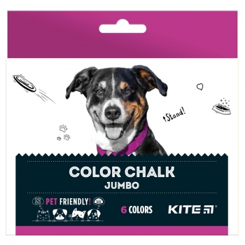 Крейда кольорова Jumbo 6 штук в упаковці Dogs Kite k22-073