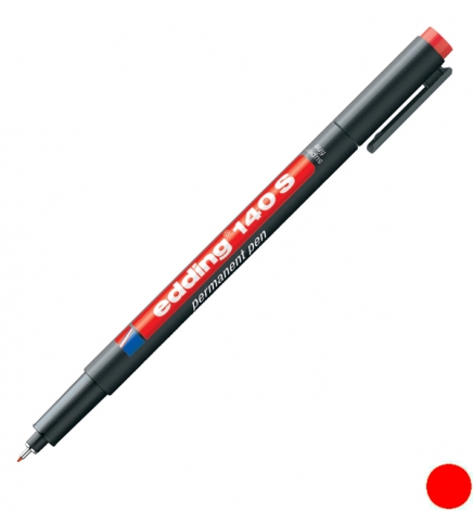 Маркер перманентний 0,3 мм, конусний письмовий вузол, червоний, Edding Permanent marker e-140/02 S OHP