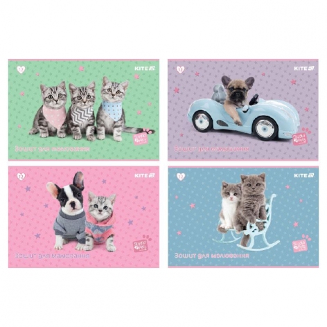 Альбом для малювання 12 аркушів А4 на скобі Studio Pets Kite sp25-241