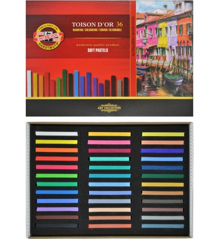 Крейда пастельна суха м'яка, 36 кольорів TOISON D`OR □7 мм, Koh-i-noor 8585