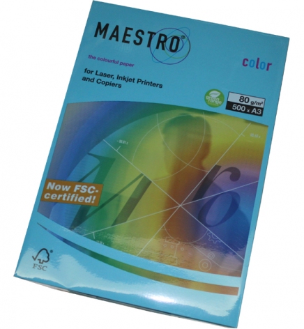 Бумага Maestro Color Intensive A3 80 г/м2, 500 л Blue (синий) АВ48