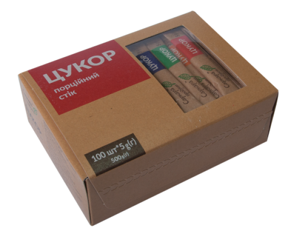 Цукор-пісок в стіках ( 5г х 100 стіків) 500 г, в коробці ТМ Саркара 16003