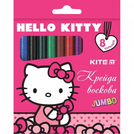 Крейда воскова Jumbo, 8 кольорів в упаковці Kite Hello Kitty НК17-076