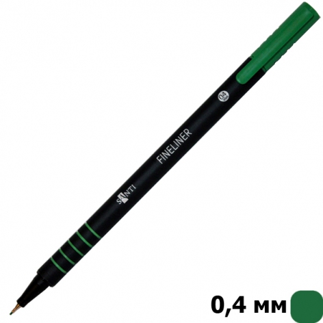 Файнлайнер SANTI  товщина лініі написання 0,4 мм зеленого кольору (741660)