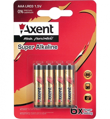 Елементи живлення, батарея AXENT Alkaline LR3 4xBL (24A-U2) 5553-А