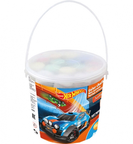 Крейда кругла, кольорова JUMBO у пластиковому кошику 15 штук KITE Hot Wheels HW16-074