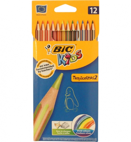 Карандаши цветные, 12 цветов, BIC Kids TropiColors2 832566