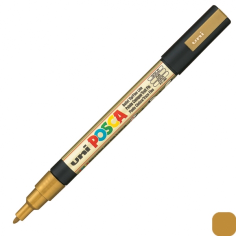 Художній маркер-фарба POSCA 0,9 -1,3 мм, конусний письмовий вузол, золотий, uni PC-3M.Gold
