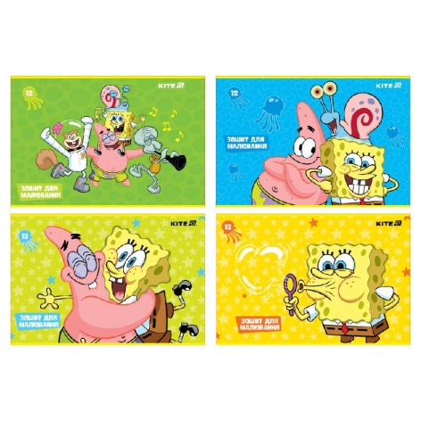 Альбом для малювання 12 аркушів А4 на скобі SpongeBob SquarePants Kite sb25-241