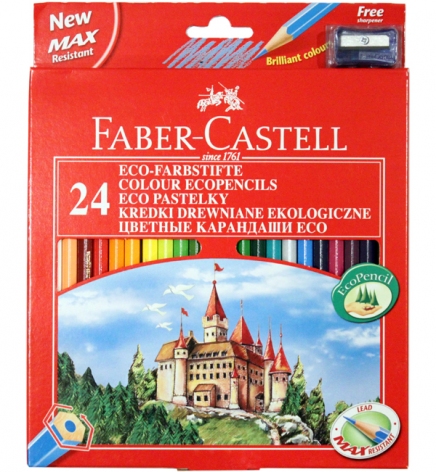 Карандаши цветные Colour EcoPencils 24 цвета картонная упаковка, Faber-Castell 120124