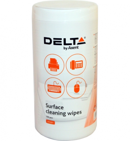 Серветки універсальні для оргтехніки 100 штук в упаковці Delta by Axent D5301