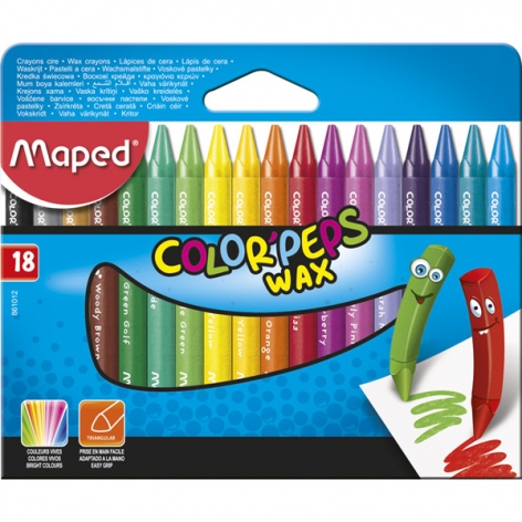 Крейда воскова COLOR PEPS Wax Crayons 18 кольорів, трикутна MAPED MP.861012