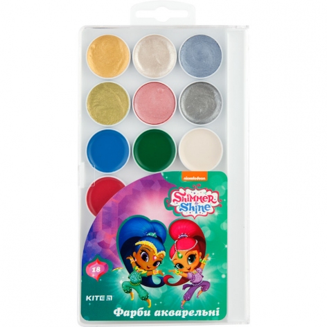 Краски акварельные 18 цветов в пластиковой упаковке Kite Shimmer&Shine SH18-042