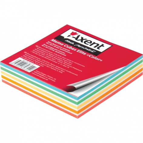 Блок кольорового паперу для нотаток Elite Color 9 х 9 х 2 см, клеєний Axent 8025-А