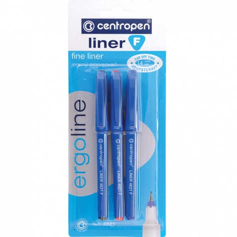Комплект лінерів 3 кольори ergoline F товщина лініі написання 0,3 мм Centropen 4621/3/BL