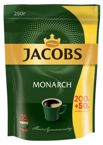 Кава розчинна пакет 250г, Jacobs Monarch prpj.90137