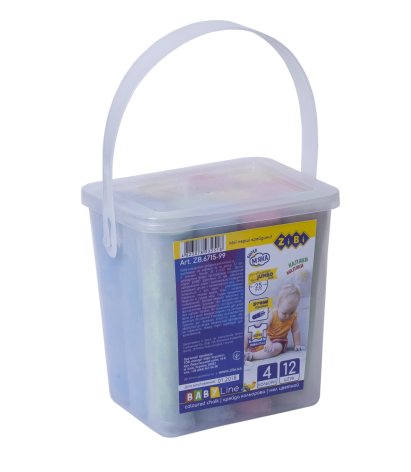 Крейда кольорова JUMBO, 12 штук, у пластиковому кошику, з тримачем для крейди, BABY Line ZiBi ZB.6715-99