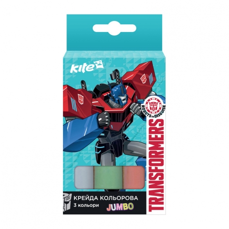 Крейда кольорова Jumbo 3 штуки в упаковці Kite Transformers TF17-077