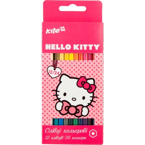 Карандаши цветные двухсторонние 12 штук 24 цвета Kite Hello Kitty HK17-054