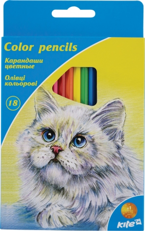 Карандаши цветные 18 цветов серия Животные KITE K15-052