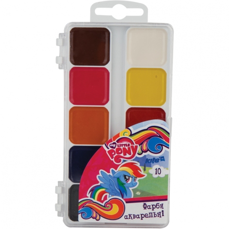 Краски акварельные 10 цветов в пластиковой упаковке Kite Little Pony LP17-060