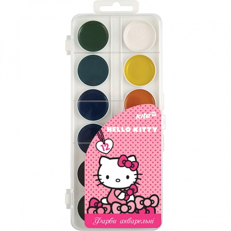 Краски акварельные 12 цветов в пластиковой упаковке Kite Hello Kitty HK17-061