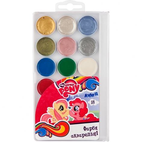 Краски акварельные 18 цветов в пластиковой упаковке Kite Little Pony LP17-042