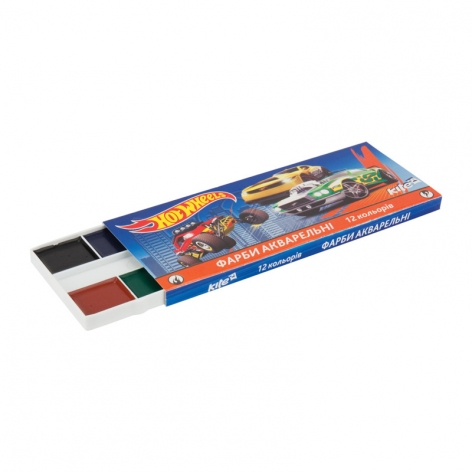 Краски акварельные 12 цветов в картонной упаковке Kite Hot Wheels HW17-041